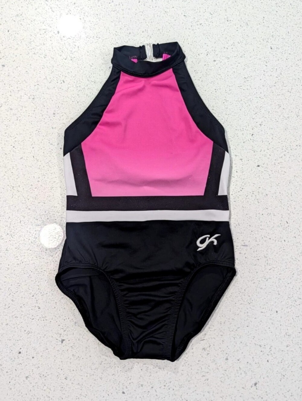 PHENOMENON GK Elite Medium Child Gymnastics Dance Leotard High Neck Ombre Pink